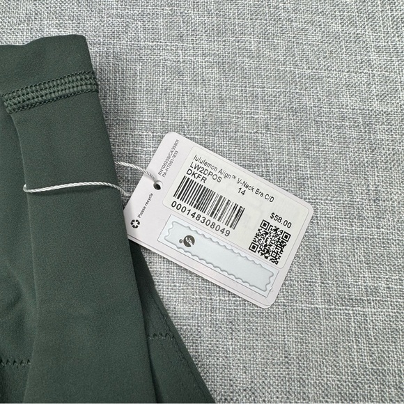 Lululemon Align V Neck Bra C/D Cup Dark Forest Green Size 14 NWT - Picture 8 of 8